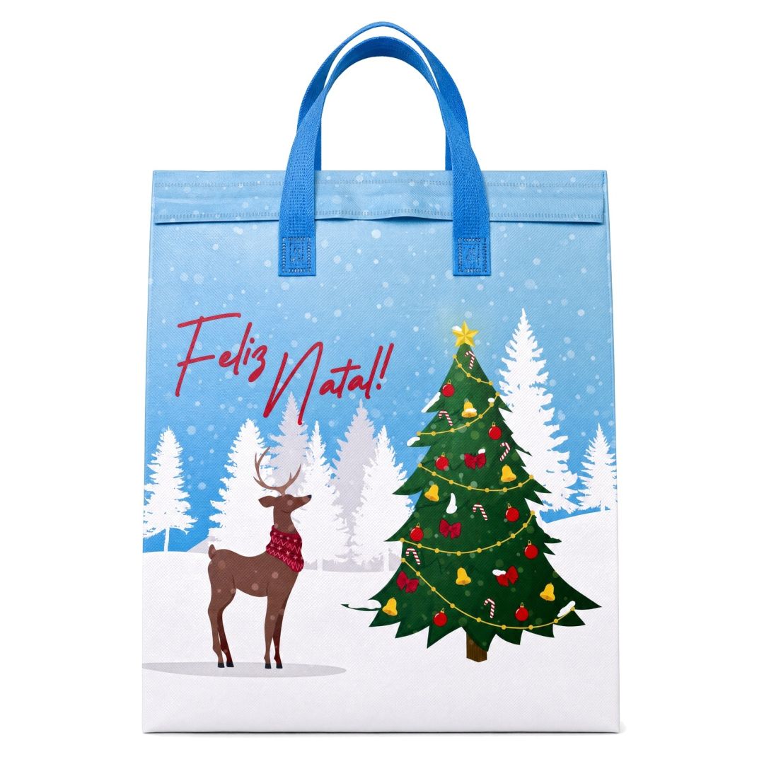 Sacola térmica de Natal Neobag Azul Claro Grande 30x36x20 cm