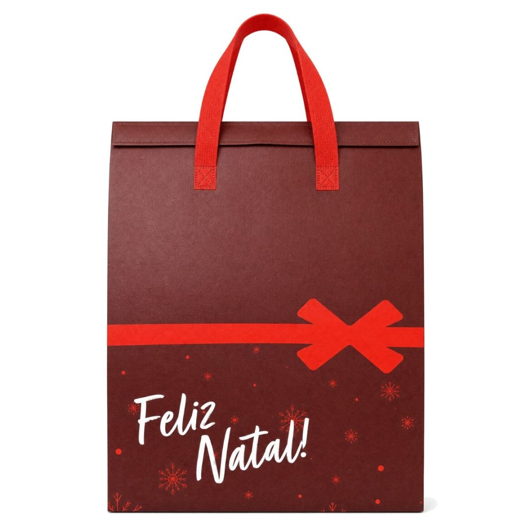 Sacola térmica de Natal Neobag Vinho Extra Grande 30x42x28 cm