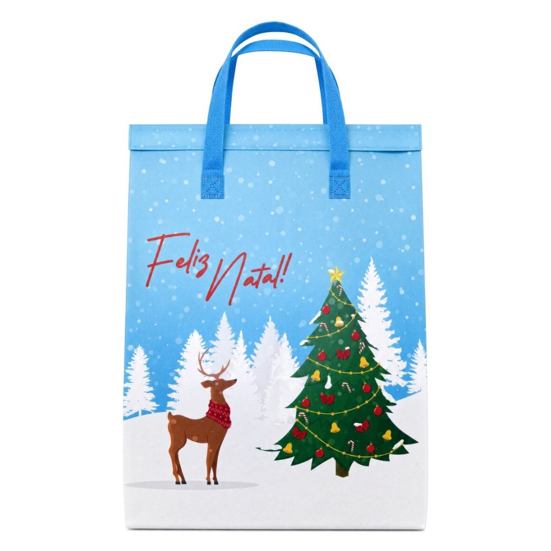 Sacola térmica de Natal Neobag Azul Clara Extra Grande 30x42x28 cm
