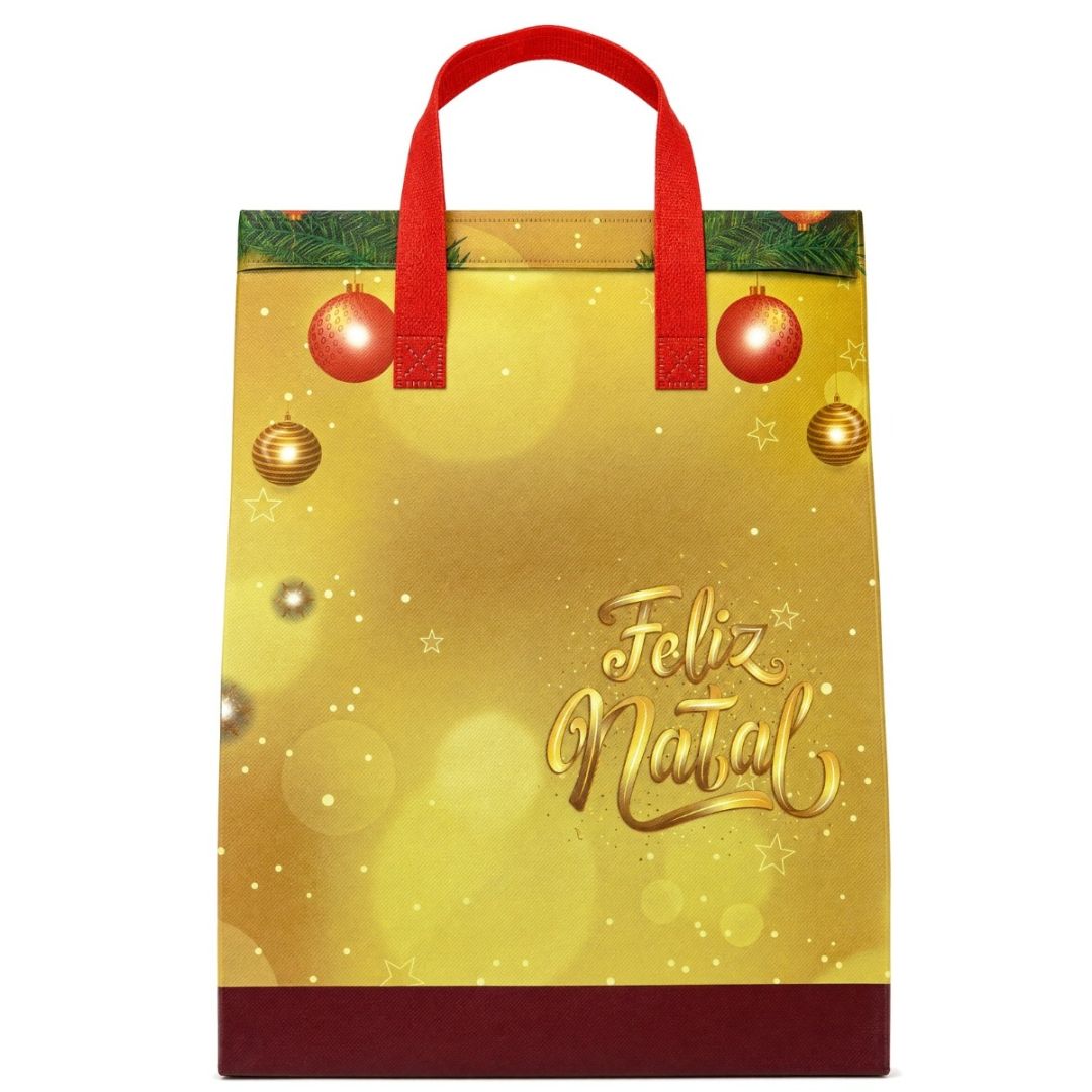 Sacola térmica de Natal Neobag Dourada E Vermelha Extra Grande 30x42x28 cm