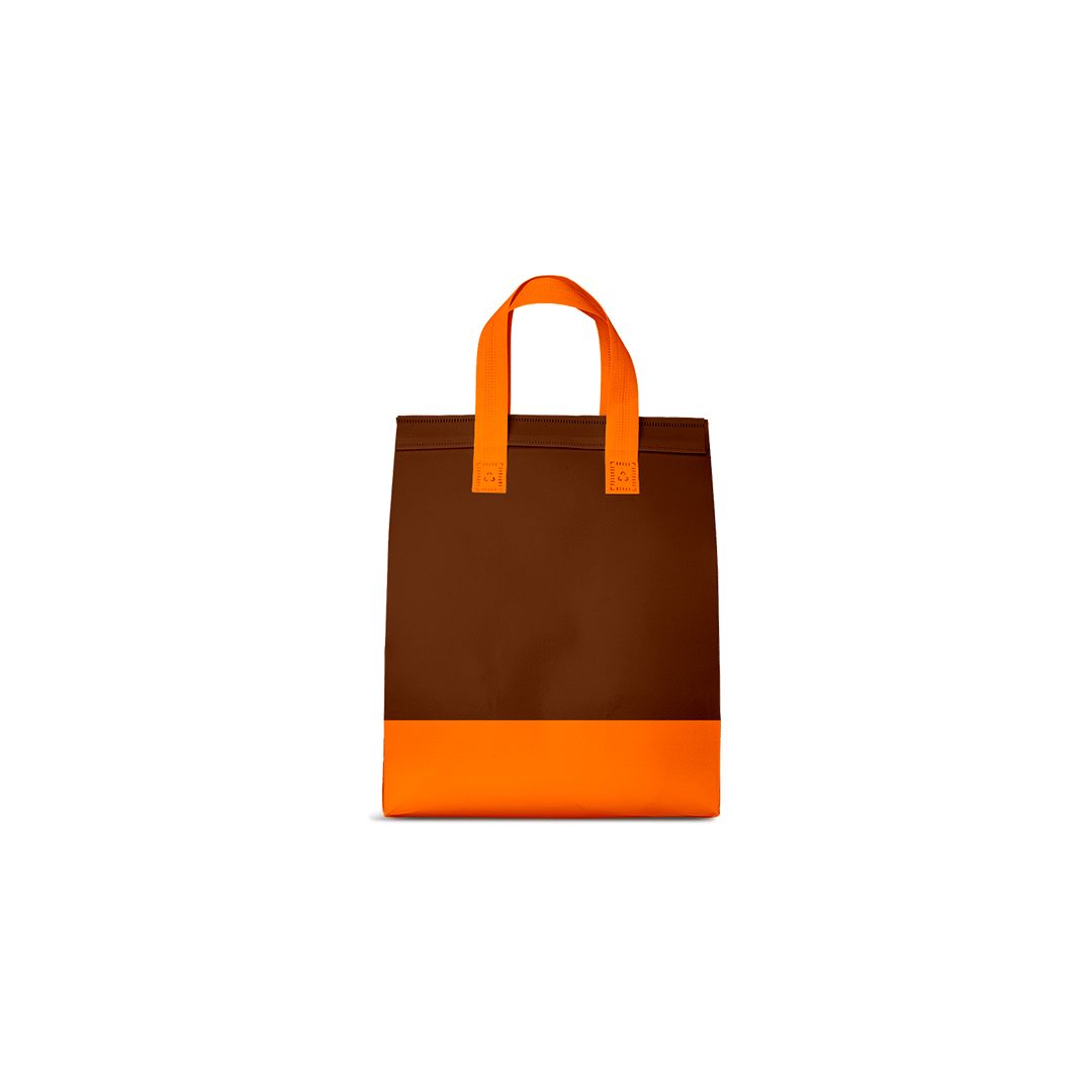Sacola t&eacute;rmica Neobag Lisa Laranja E Marrom M&eacute;dia 24x30x16 cm