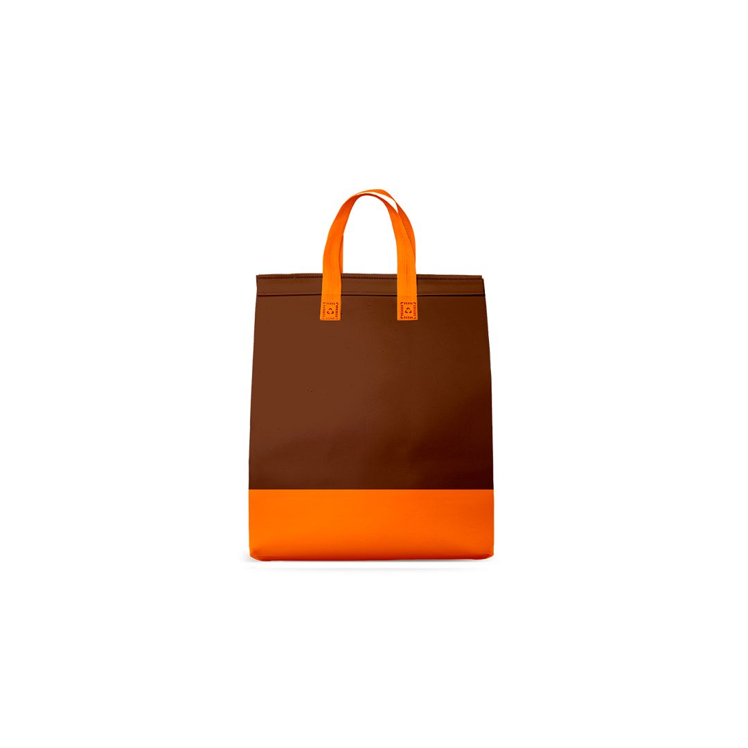 Sacola t&eacute;rmica Neobag Lisa Laranja E Marrom Grande 30x36x20 cm