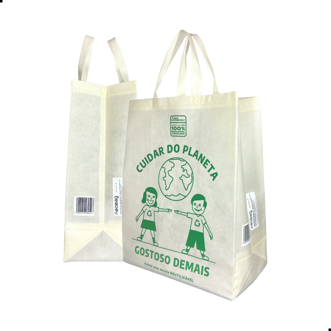 Sacola Neobag TNT Ecológica Bege 33x42x18 cm